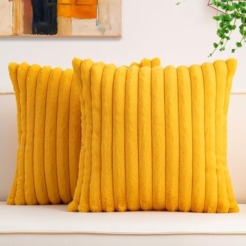 Aegero Pack of 2 Faux Fur Christmas Throw Pillow Covers 16x16 Inch by Unknown
