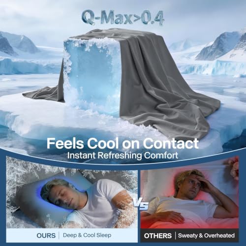 Luxury Cooling Pillowcases Queen Size 2 Pack, Q-Max>0.4 Cool Touch - Image 2