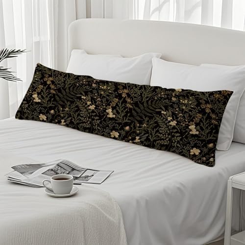 Moody Floral Botanical 20x54 Body Pillow Cover, Dark Aesthetic Room Decor - Image 4