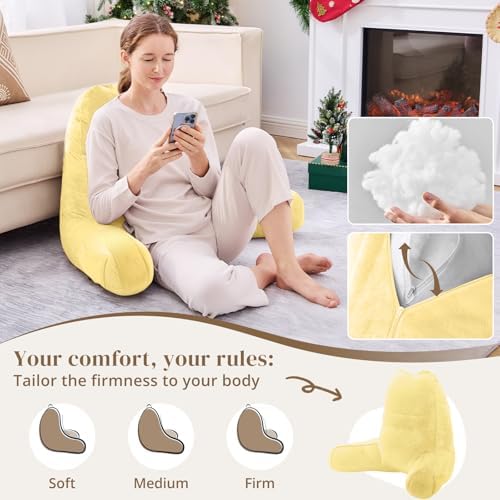 Sasttie Reading Pillow for Bed, Back Pillow for Sitting Up, Light Yellow - Image 3