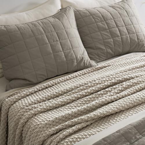 EVERGRACEHOME Chunky Chenille Knit Throw Blanket, Warm Gray - Image 3