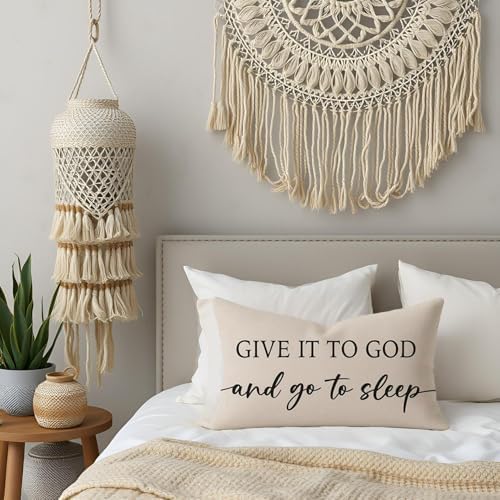 Christian Pillow Covers 12x20 Set of 2, Warm Cream Lumbar Case - Image 7