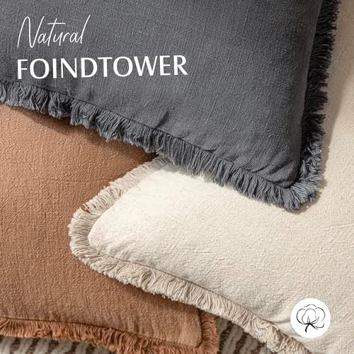 Foindtower Decorative Linen Fringe Throw Pillow Covers 18×18 Inch - Image 4