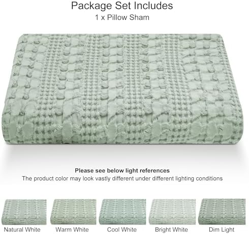 PHF Cotton Waffle Body Pillowcase 20" x 54", Mint Green, No Insert - Image 5