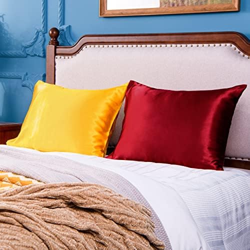 NTBAY King Satin Pillowcases, Wine Red - Image 6