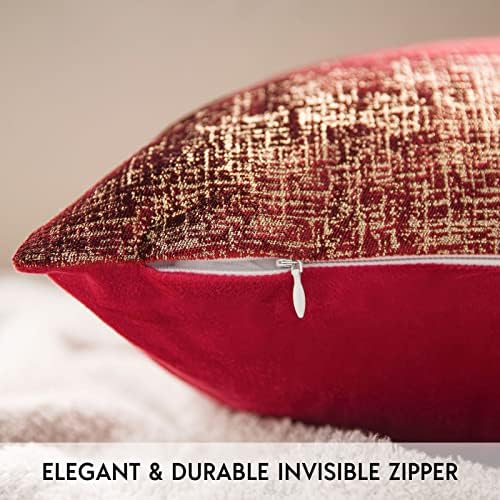Phantoscope Pack of 2 Sparkling Velvet Decorative Throw Pillow Covers Soft Gold - Image 3