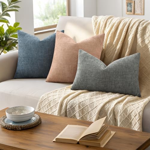 decorUhome Chenille Throw Pillow Covers 22x22 Set of 2, Dusty Pink - Image 5