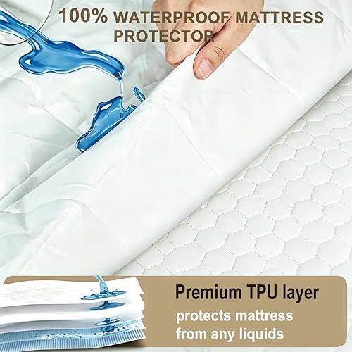 Quilted Waterproof Mattress Pad Queen - Image 3