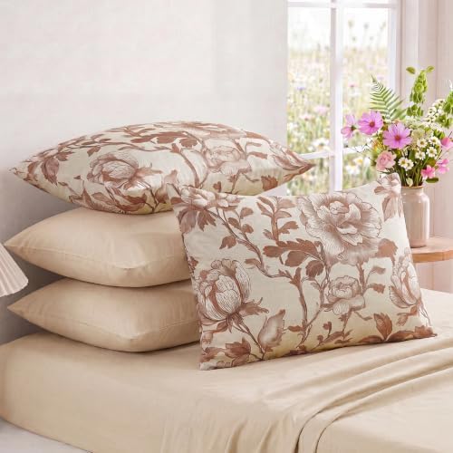 Bedorm 100% Cotton Pillowcases Set of 2 Standard Size Floral Pillow Cover - Image 2