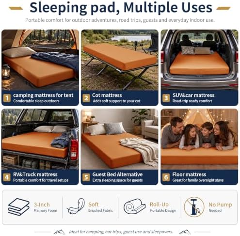 CYMULA Memory Foam Camping Mattress Pad, Sleeping Pad - Image 6