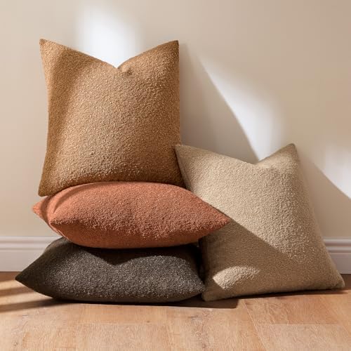 MIULEE Fall Decorative Boucle Throw Pillow Covers 20x20 Rustic Set of 4 - Image 5