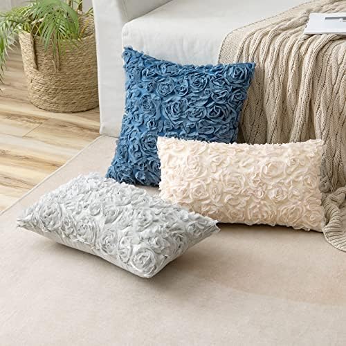 MIULEE Decorative Rose Flower Pillow Cover Pack of 1 Apricot Pink 12x20 - Image 4