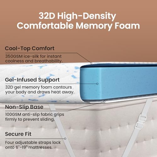 OhGeni 3 Inch Cooling King Size Gel Memory Foam Mattress Topper Pad, Soft Bed - Image 4