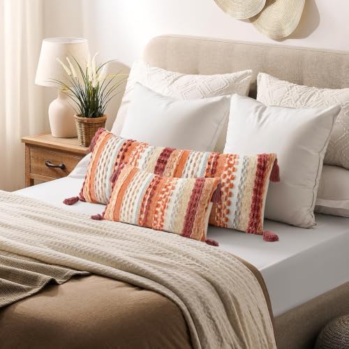 Kevin Textile Boho Tufted 14"x36" Lumbar Pillow Cover 1 Pack, Burnt Orange - Image 5