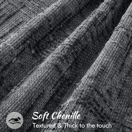 decorUhome Chenille Throw Pillow Covers 18x18 Set of 2, Dark Grey - Image 2