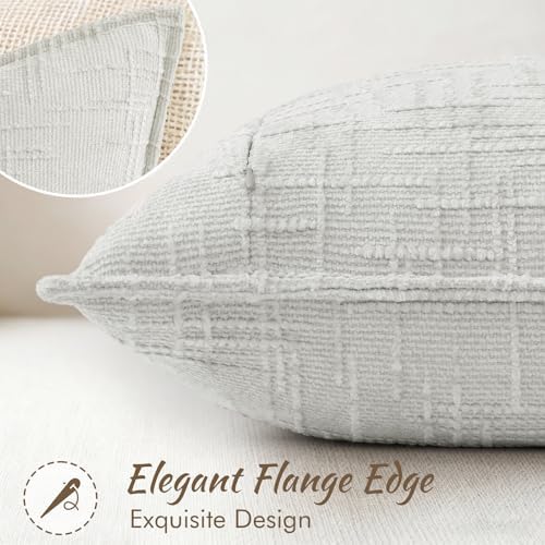 decorUhome Chenille Throw Pillow Covers 18x18 Set of 2, Light Grey - Image 3