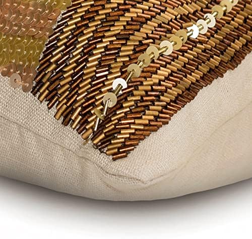 The HomeCentric Decorative Gold & Brown Pack of 2, Linen Beaded, Sequins & - Image 2