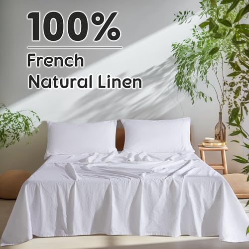 SONORO KATE 100% French Linen King Size Sheets Set, Extra Deep Pocket - Image 2
