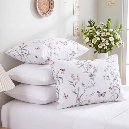 Bedorm Standard Size Pillow Cases Set of 2 Cotton Floral Pillow Cover - Image 2