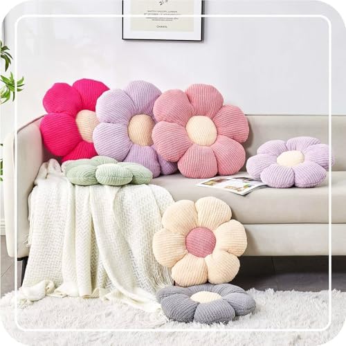 Kcvvcr Flower Throw Pillow, Soft Grey 17.7" Shaped Floor Pillow - Image 5