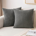 MIULEE Decorative Throw Pillow Covers 18x18 Dark Grey Textured Corduroy by MIULEE
