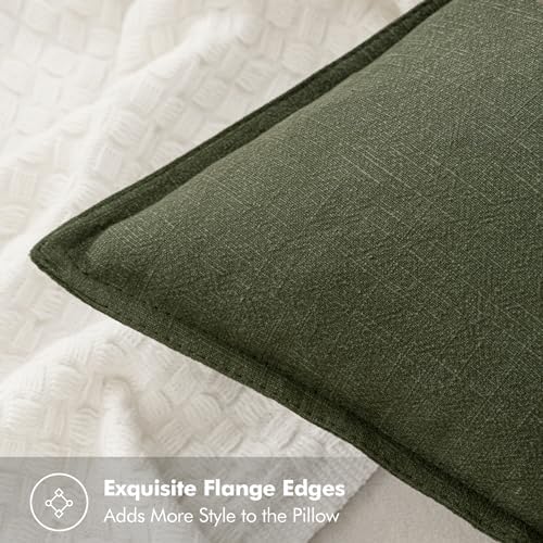 MIULEE Decorative Linen Euro Sham Pillow Covers 24x24 Dark Olive Green - Image 2