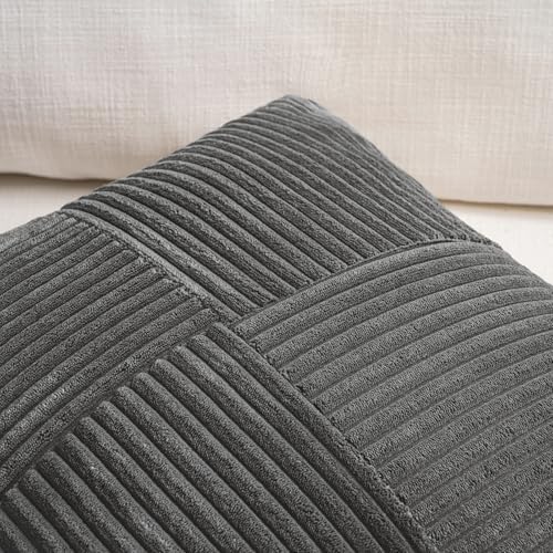 Fancy Homi 2 Packs Dark Gray Samll Decorative Throw Pillow Covers 14x14 Inch - Image 3