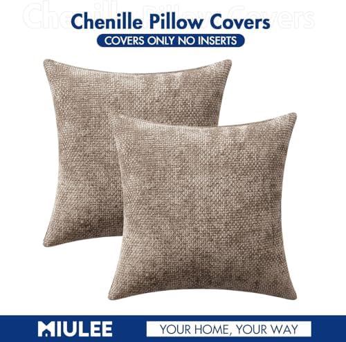 MIULEE Decorative Light Khaki Euro Sham Pillow Covers 24x24 Inch 2 Pack - Image 7