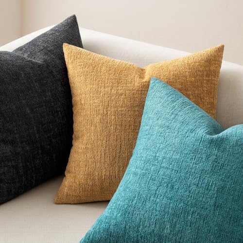 MIULEE Couch Pillow Covers Textured Chenille Home Decor 18x18 Teal Blue - Image 4