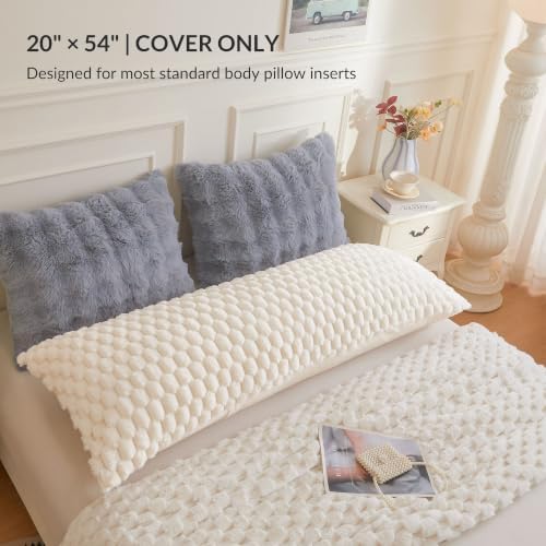 XeGe Luxury Bubble Fluffy Faux Rabbit Fur Body Pillow Cover 20x54 - Image 3