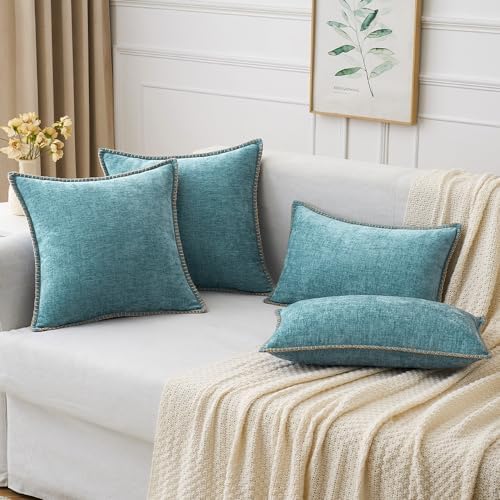 MIULEE Decorative Lumbar Throw Pillow Covers 12x20 Inch Aqua Blue 2 Pack - Image 5