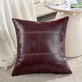 Fancy Homi Burgundy Faux Leather Decorative Throw Pillow Covers 20x20 Inch by Fancy+Homi