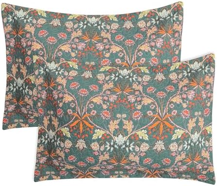 Lady Ann Cotton Quilted King Size Pillow Shams 20x36, Vibrant Paisley Floral by LadyAnn
