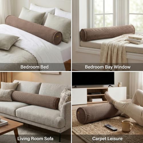 Corduroy Body Pillow for Side Sleepers, Cozy Cylinder Bolster Pillow for Bed & - Image 6