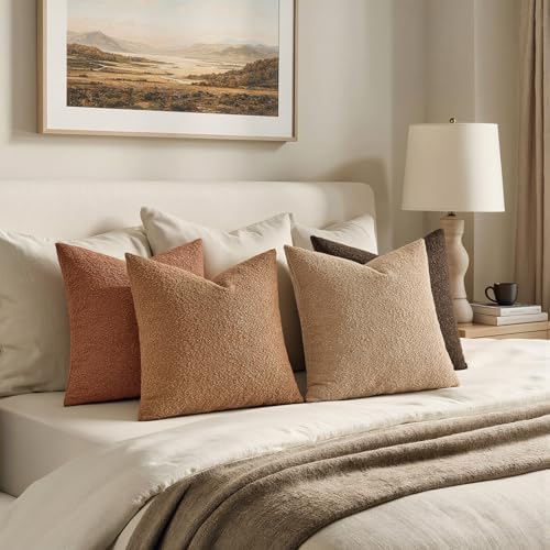 MIULEE Fall Decorative Boucle Throw Pillow Covers 20x20 Rustic Set of 4 - Image 4