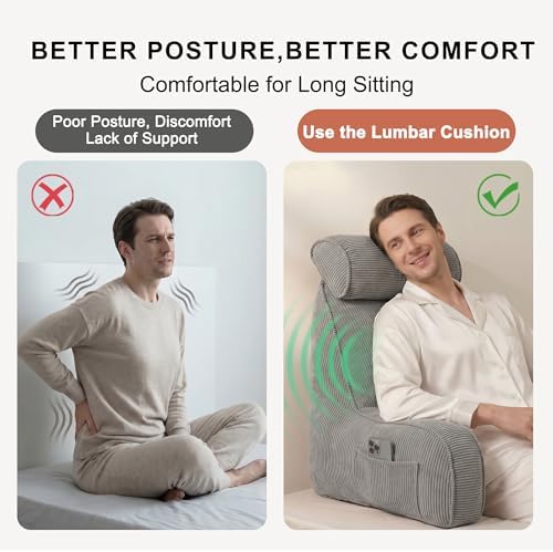 Corduroy Reading Pillow for Sitting Up in Bed, Backrest Pillow - Image 5