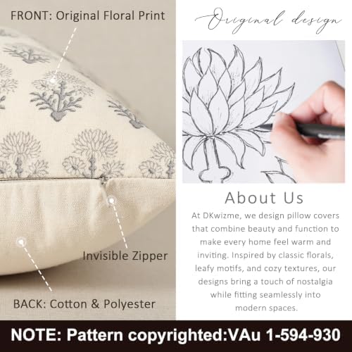 Farmhouse Floral Pillow Covers 18x18 Set of 2, Country Botanical Throw Pillow - Image 3