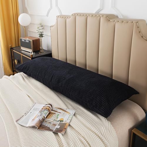 Pack of 1 Corduroy Soft Soild Body Pillow Covers Set Sofa Bedroom - Image 5