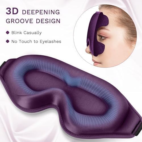FlyCoco 99% Fully Block Out Light Eye Sleep Mask, 3D Deep Contoured Eyes Cover - Image 5