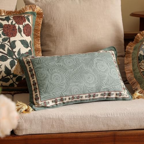 patdrea Designer Throw Pillow Covers Set of 2, French Elegant Green Linen - Image 2