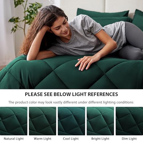 Love's cabin Twin Comforter Set Dark Green, 5 Pieces Twin Bed in a Bag - Image 5