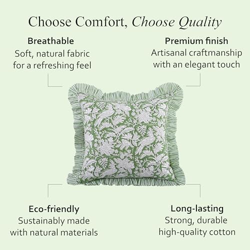 CPC Olive Green Ruffle Throw Pillow Covers - Image 6