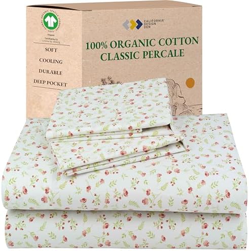 California Design Den 100% Organic Cotton Full Sheets, Floral Print by CaliforniaDesignDen