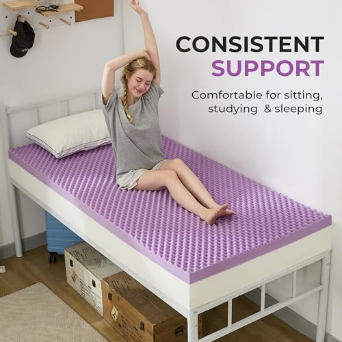 SINWEEK 3 Inch Egg Crate Memory Foam Mattress Topper Twin XL, Twin Extra Long - Image 3