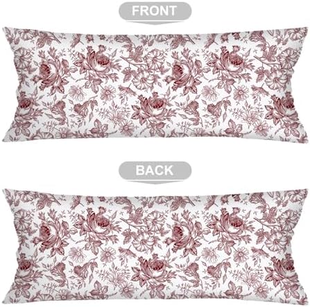 Red and White Porcelain Floral Lumbar Pillow Cover 14x36 Long Body Pillow Covers - Image 5