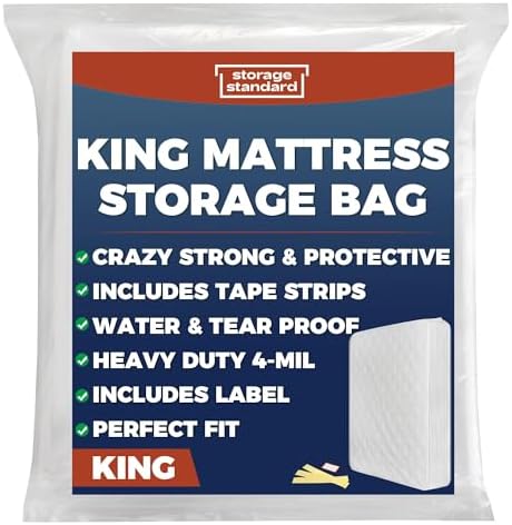 King Mattress Bags for Moving & Storage – Heavy Duty Thick 4mil Reusable by Storage+Standard