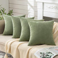 GAWAMAY Sage Green Chenille Throw Pillow Covers 18x18 Set of 4 by GAWAMAY