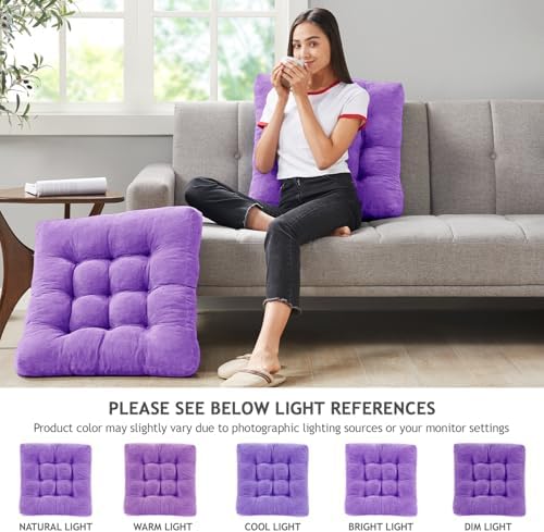 Degrees of Comfort Square Tufted Corduroy Floor Cushions, Large Pillows Seating - Image 4