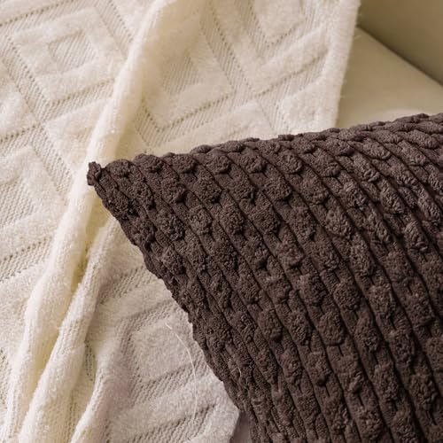 Set of 4 Dark Brown Decorative Throw Pillow Covers 16x16 Inch Corduroy Pillow - Image 2