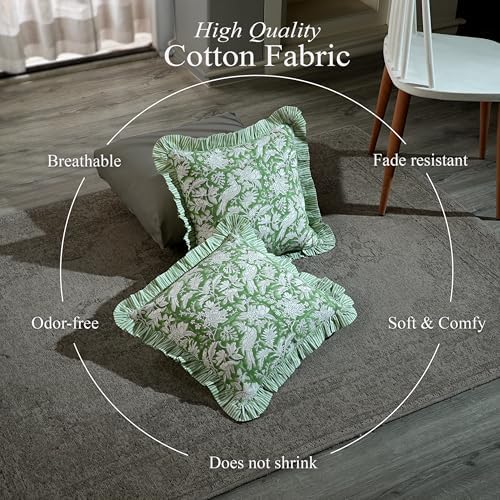 CPC Olive Green Ruffle Throw Pillow Covers - Image 3